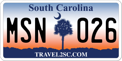 SC license plate MSN026