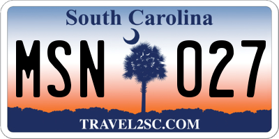 SC license plate MSN027