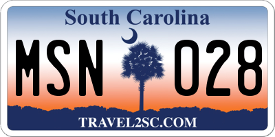 SC license plate MSN028