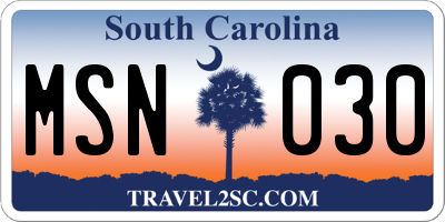 SC license plate MSN030