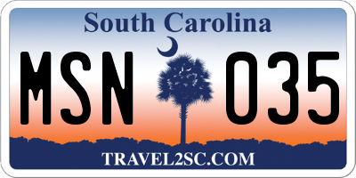 SC license plate MSN035