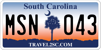 SC license plate MSN043