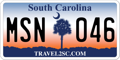 SC license plate MSN046