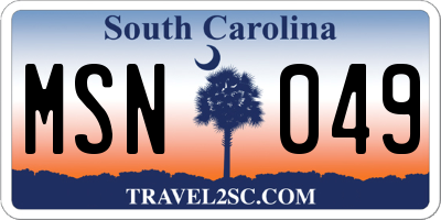 SC license plate MSN049