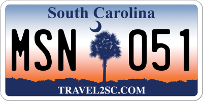 SC license plate MSN051