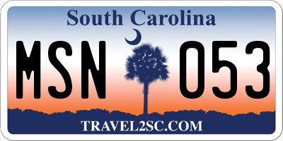 SC license plate MSN053