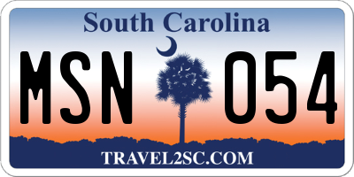SC license plate MSN054