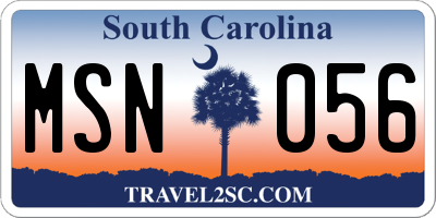 SC license plate MSN056