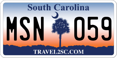 SC license plate MSN059