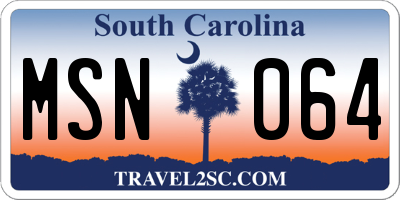 SC license plate MSN064