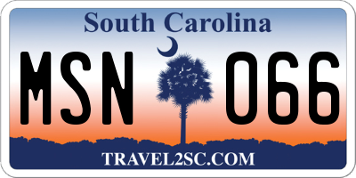 SC license plate MSN066