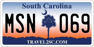 SC license plate MSN069