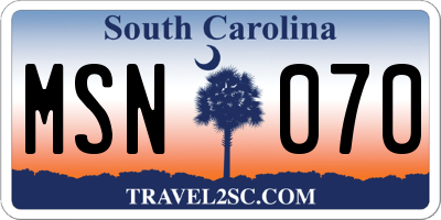 SC license plate MSN070