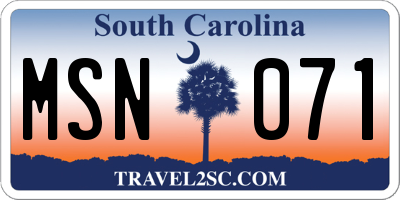 SC license plate MSN071
