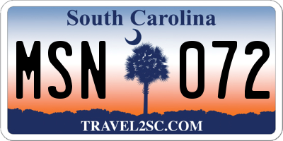 SC license plate MSN072