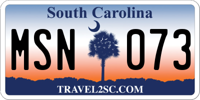SC license plate MSN073