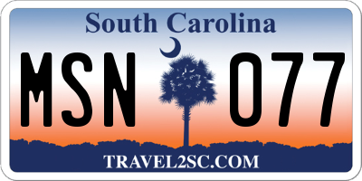SC license plate MSN077