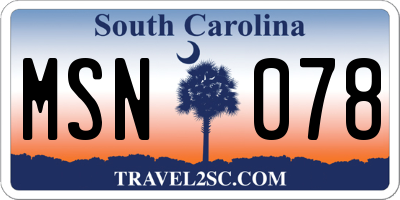 SC license plate MSN078