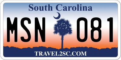 SC license plate MSN081
