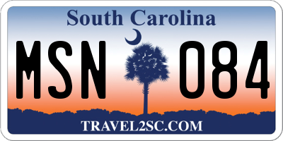 SC license plate MSN084