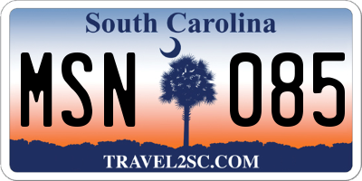 SC license plate MSN085