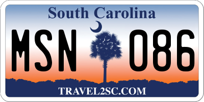SC license plate MSN086