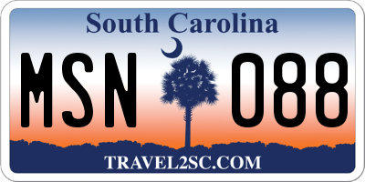 SC license plate MSN088