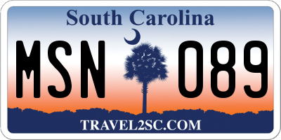 SC license plate MSN089