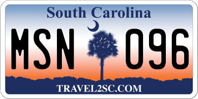 SC license plate MSN096