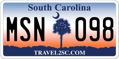 SC license plate MSN098