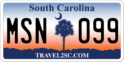 SC license plate MSN099