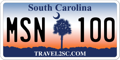 SC license plate MSN100