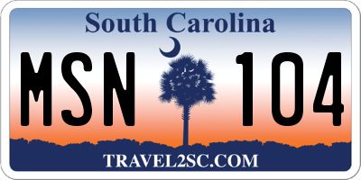 SC license plate MSN104