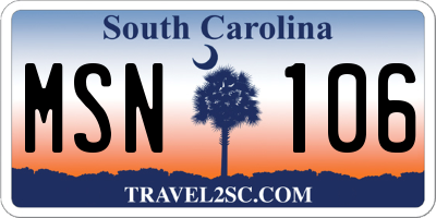 SC license plate MSN106