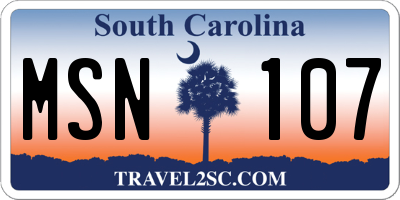 SC license plate MSN107