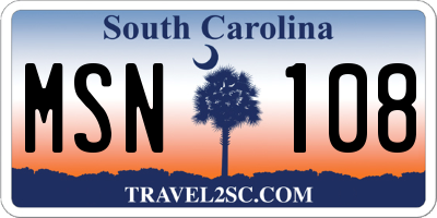 SC license plate MSN108
