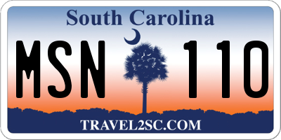 SC license plate MSN110