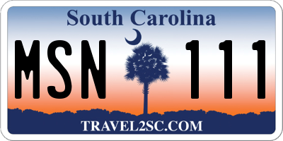 SC license plate MSN111
