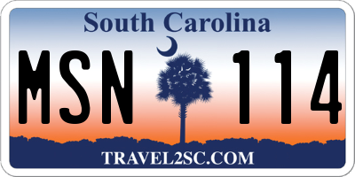SC license plate MSN114