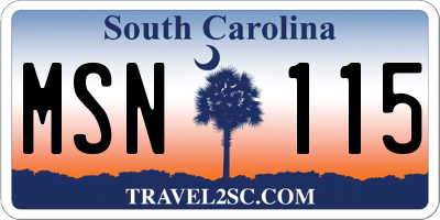 SC license plate MSN115