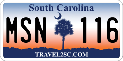 SC license plate MSN116