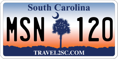 SC license plate MSN120