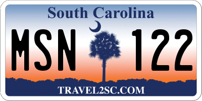 SC license plate MSN122