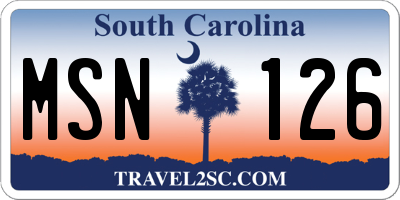 SC license plate MSN126