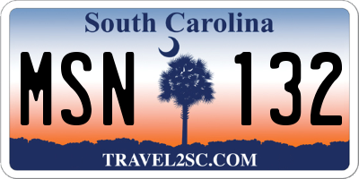 SC license plate MSN132
