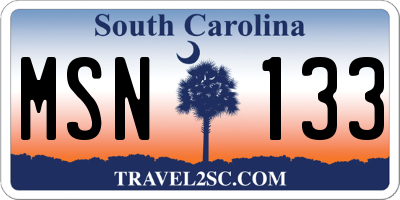 SC license plate MSN133