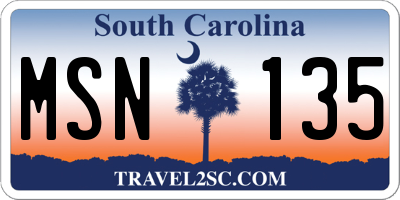 SC license plate MSN135