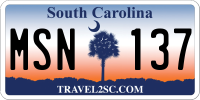 SC license plate MSN137