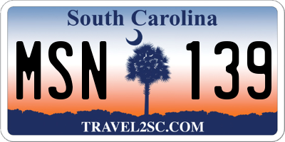 SC license plate MSN139