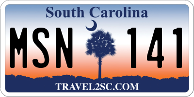 SC license plate MSN141